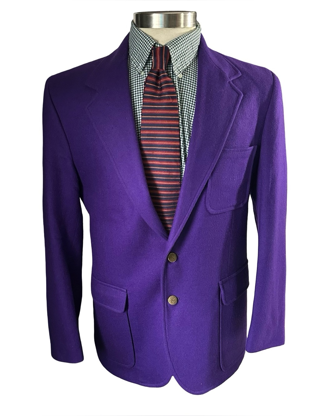 Vtg 90s Artcraft Royal Order Jesters Purple 100% Wool Suit Jacket Sz 40R Blazer